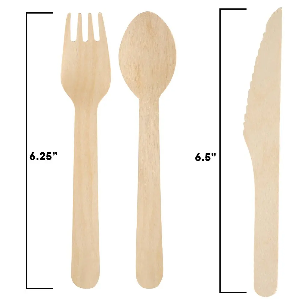 160mm wooden knife spoon fork biodegradable disposable wooden tableware