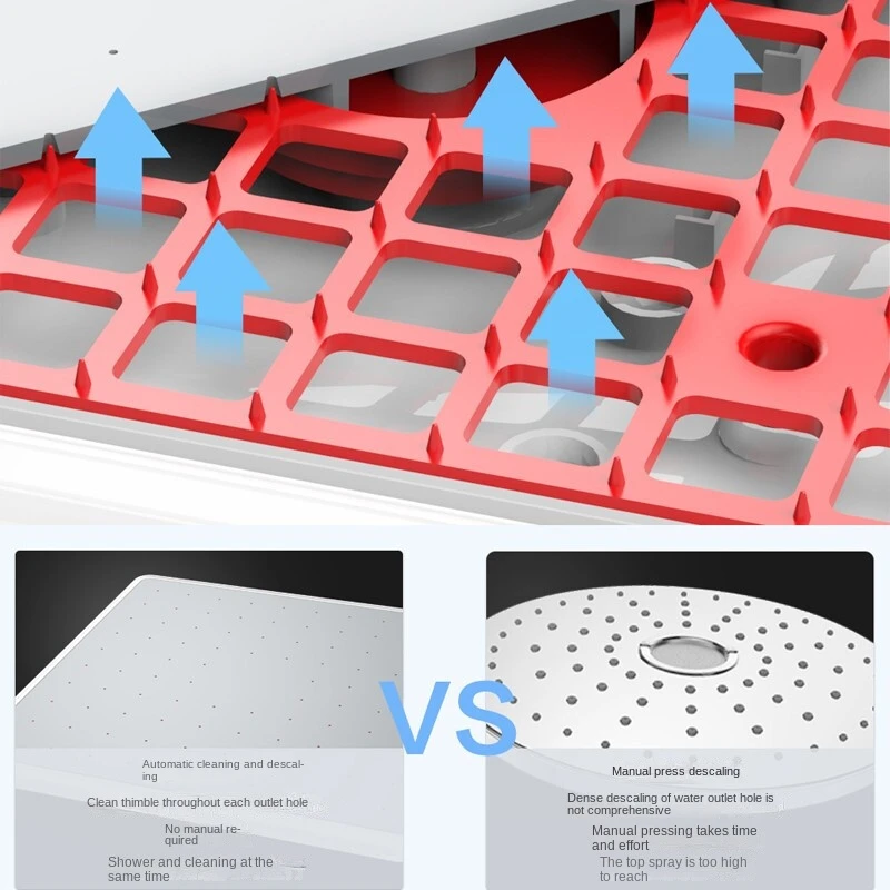 DQOK Luxury White Glass plastic shelf Shower Brass Body Rain Waterfall 4-Function Bathroom Shower Set