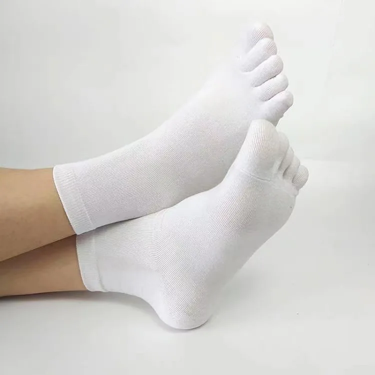 Unisex Men and Women Five Fingers Socks Breathable Cotton Socks Sports Running Solid Color Black White Grey Socks