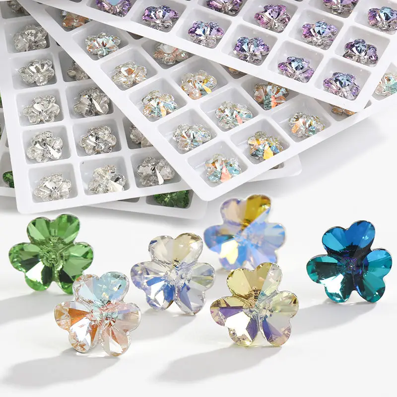 Xichuan K9 Glass Top Sale Clover Heart Shape Pointback Glass Crystal Rhinestones  For Nail Art and Jewelry making