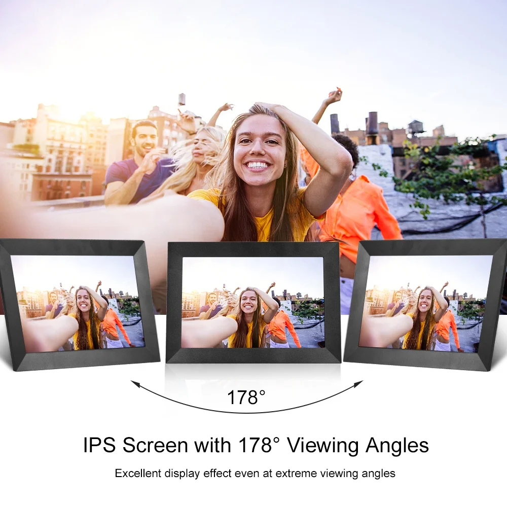 Hd ips wifi frameo app 10 inch lcd digital picture frame