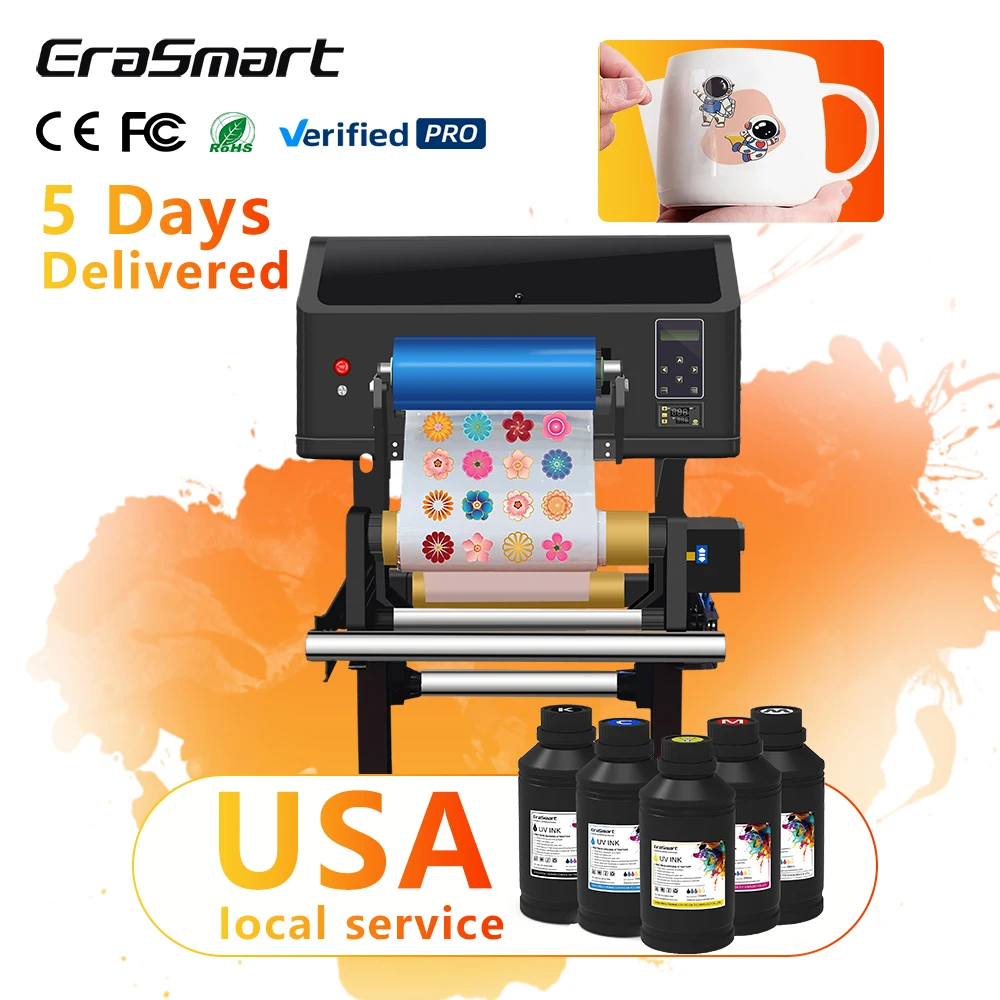 EraSmart Automatic Inkjet Digital Uv Dtf Printing Machine Cup Wrap Transfers Sticker Impresora A3 Uv Dtf Printer With Laminator