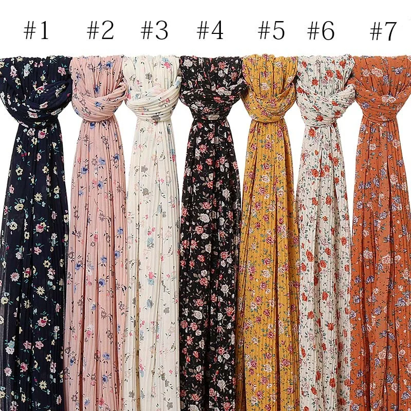 New Designs Plain Scarf Hijab Muslim Chiffon Floral Printing Classic Chiffon Printed Floral Printed Hijab
