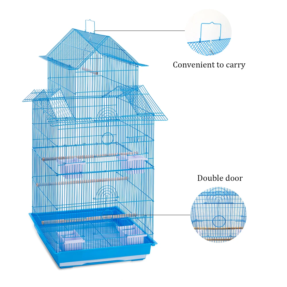 Manufacturer wholesale customized round large birdcage cage wire mesh foldable canary cage for outdoor feeding and breeding