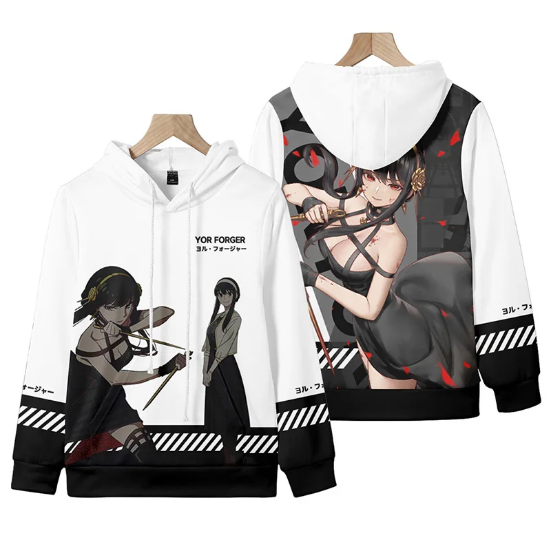 Digital printing heavy air layer polyester hoodie fish 3d sweatshirt custom anime hoodie spy family