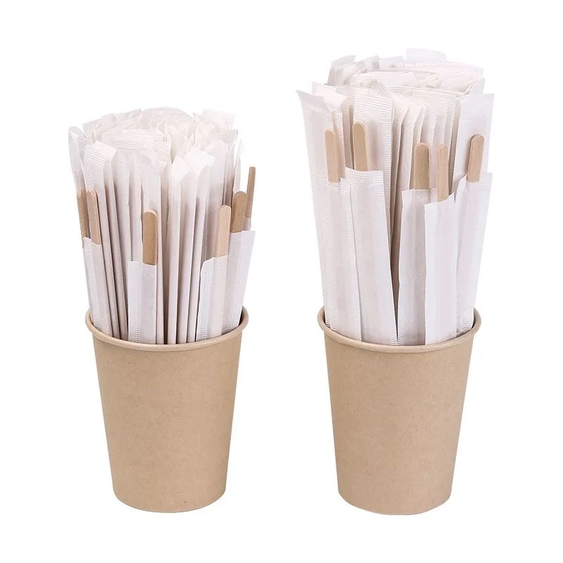 Custom Compostable Coffees Wood Stirrer 110mm Disposable Natural Wooden Coffee Stirring Stick