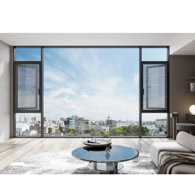 Broken bridge aluminum windows aluminum alloy doors and windows floating customized plywood glass casement windows