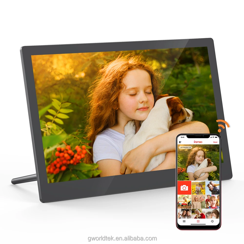 Arzopa WiFi 15.6 Inch 1920x1080P FHD IPS Touch Screen Smart Digital Picture Frame Share Photos and Videos Digital Photo Frames