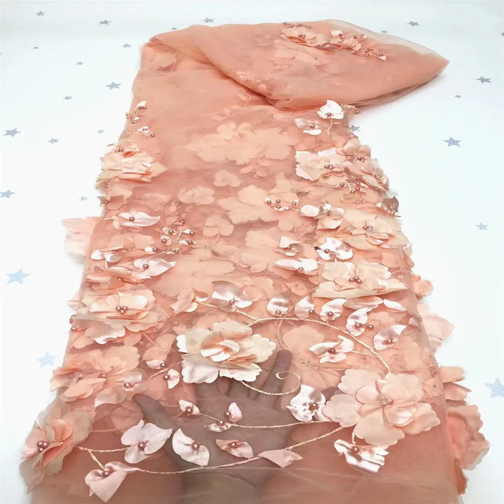 Handmade beaded three-dimensional embroidered Fabric for Spring and summer clothing