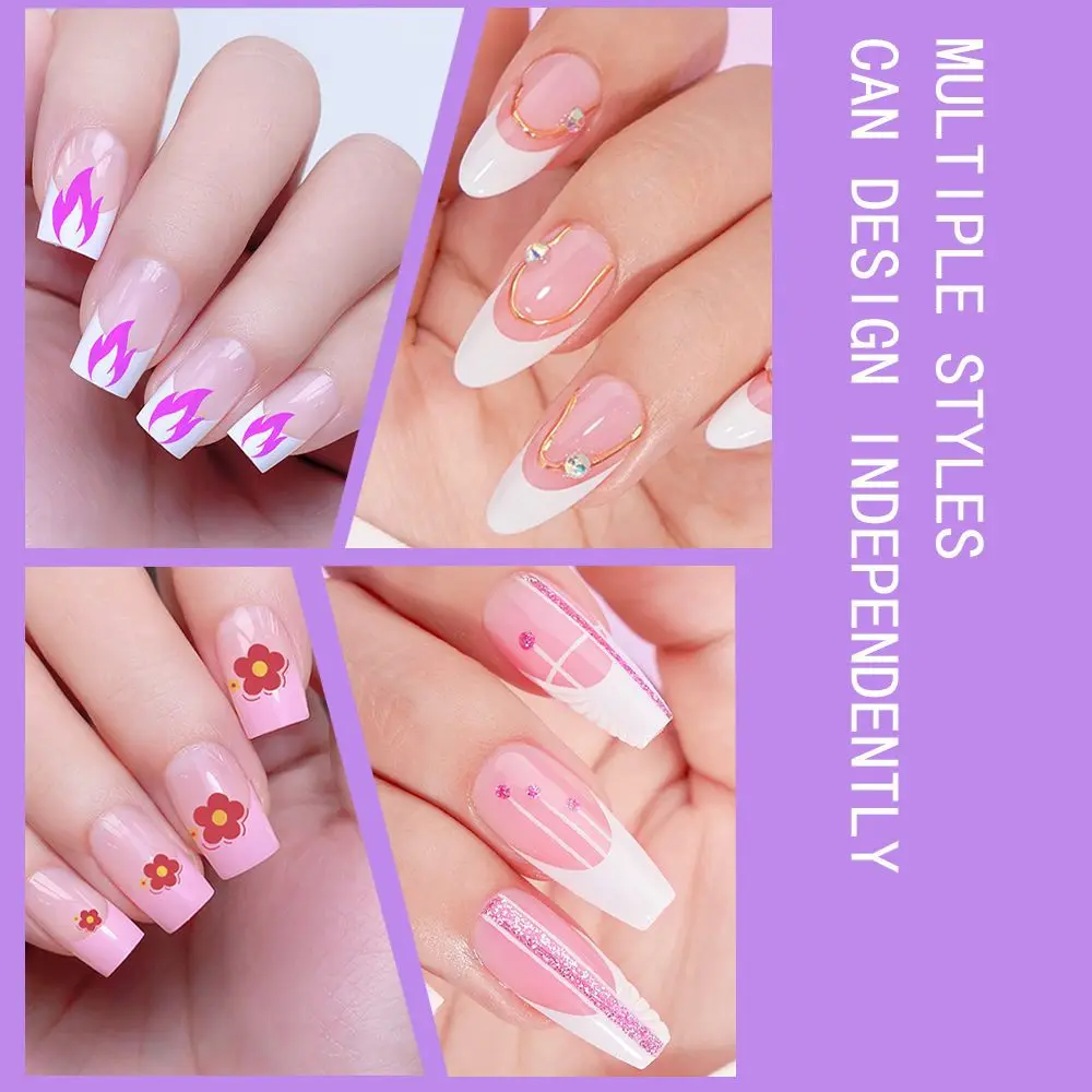 Full Cover White Clear Artificial Acrylic Nail French Tip Short Square Coffin Almond Press Nails Finger Soft Gel For Diy Nail