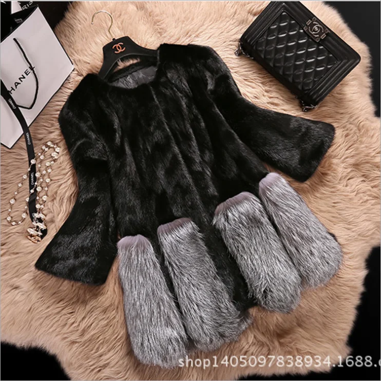 fashion ladies black winter faux fur jacket