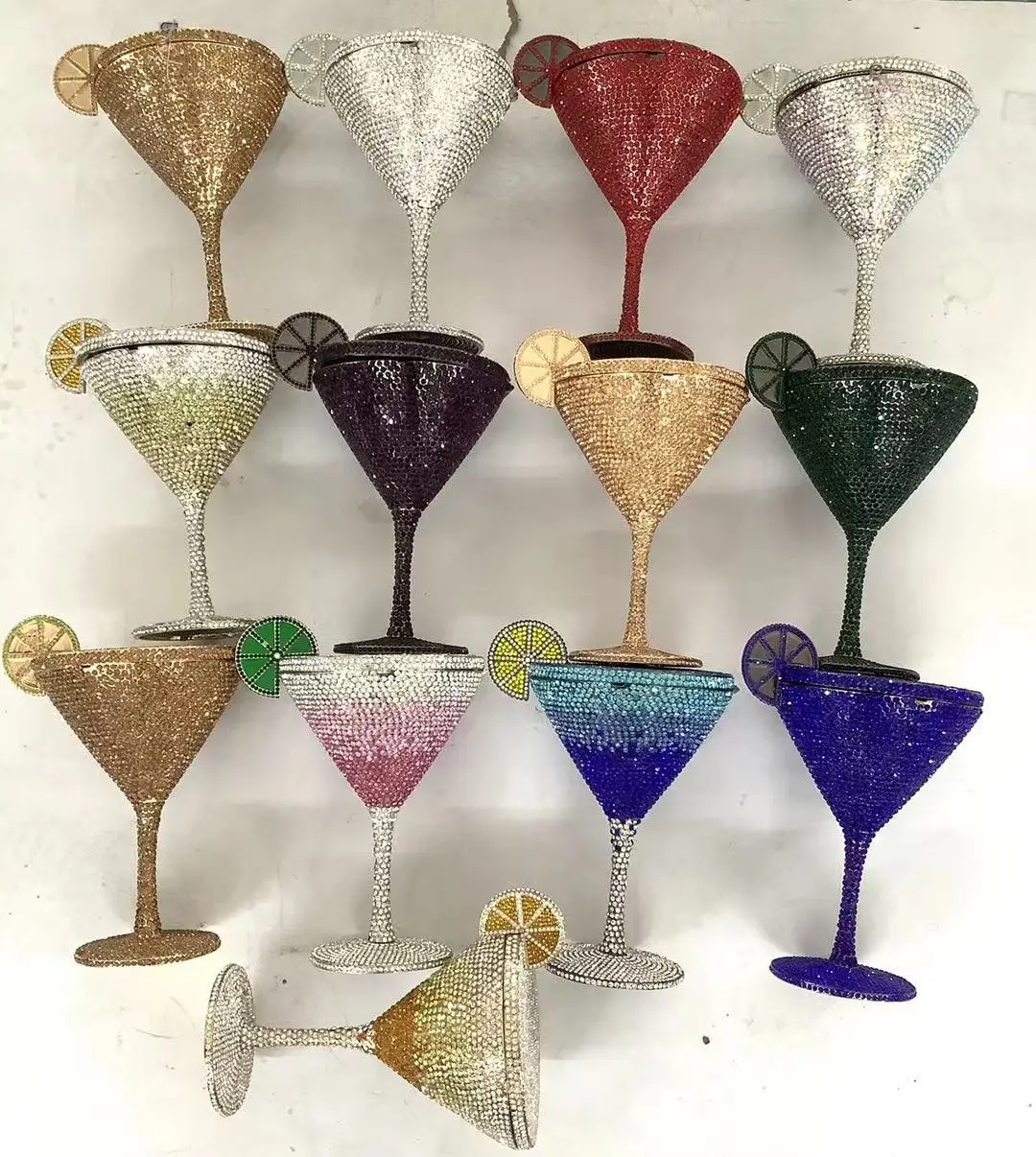 Fashion rhinestone crystal diamond clutch Cocktail goblet purse evening wine glasses handbags ladies women hand bags