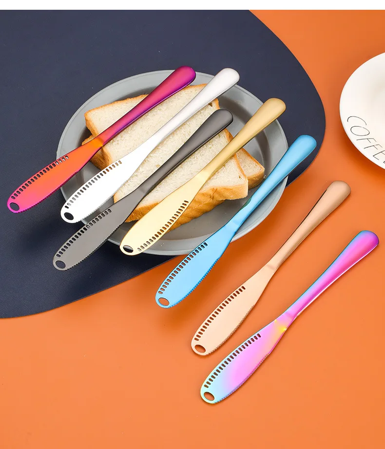 Hot Selling stainless steel cheese knife with hole cheese slicer bread jam spatula cheese tools butter knife