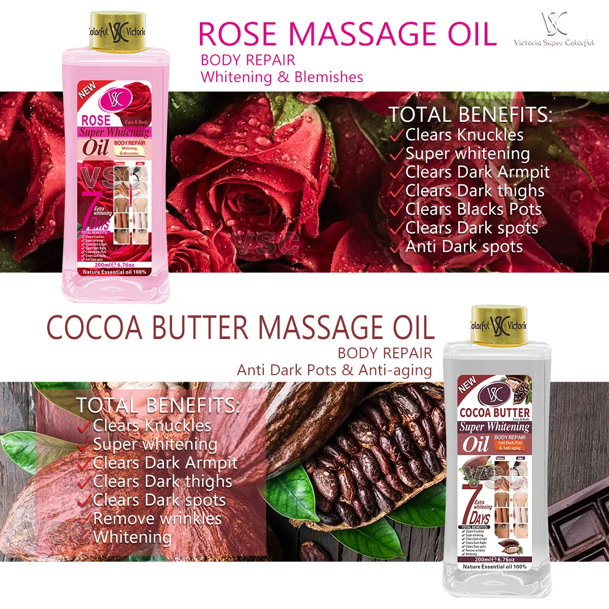 200ML Massage Oil Face and Body Moisturizer Nourishing Correct Spots Rose Massage Essential Oil