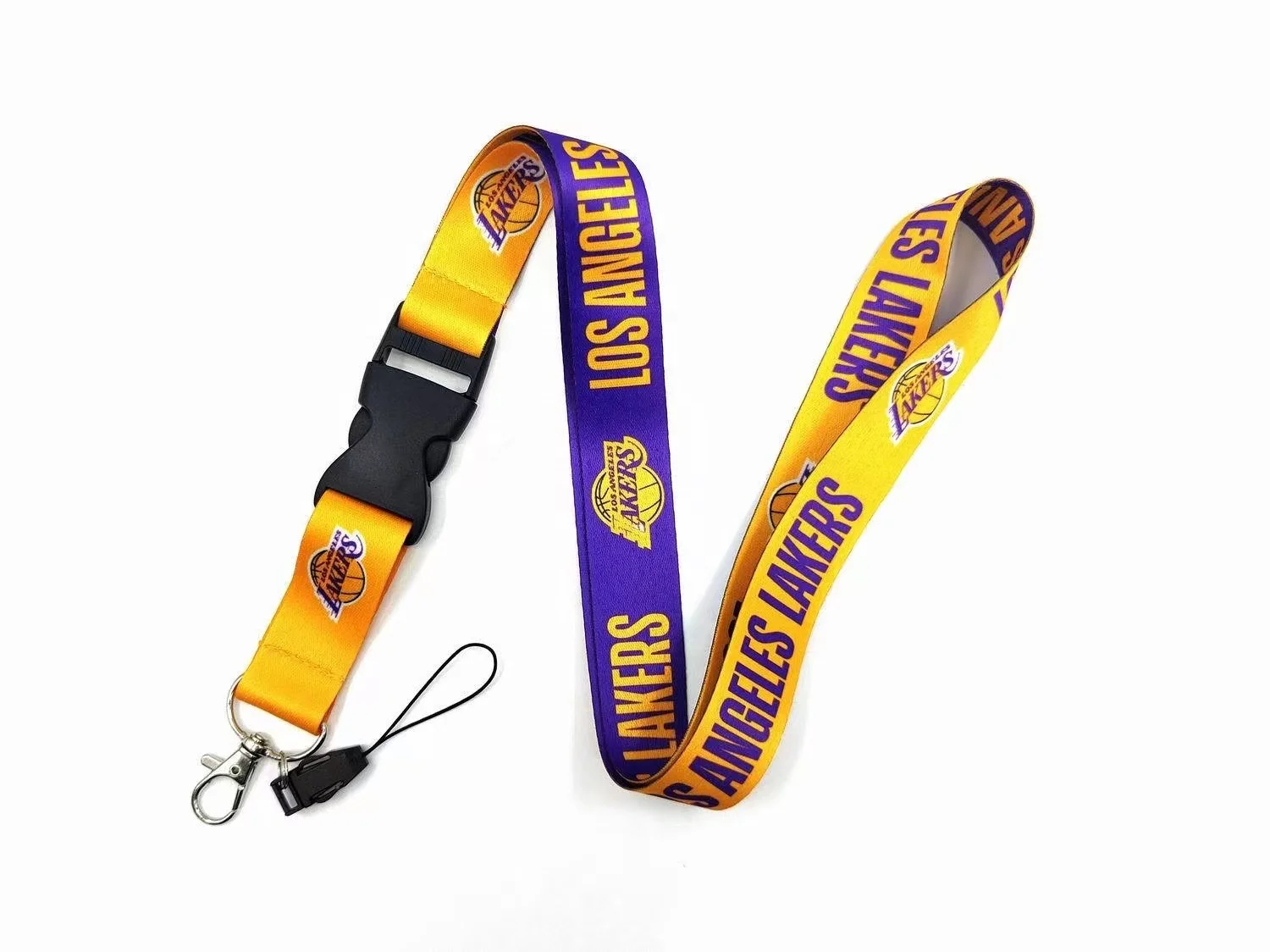 Wholesale US NBA Basketball Club Thermal Gradient Long Lanyard Metal Mobile Work Pass Keychain with Buckle