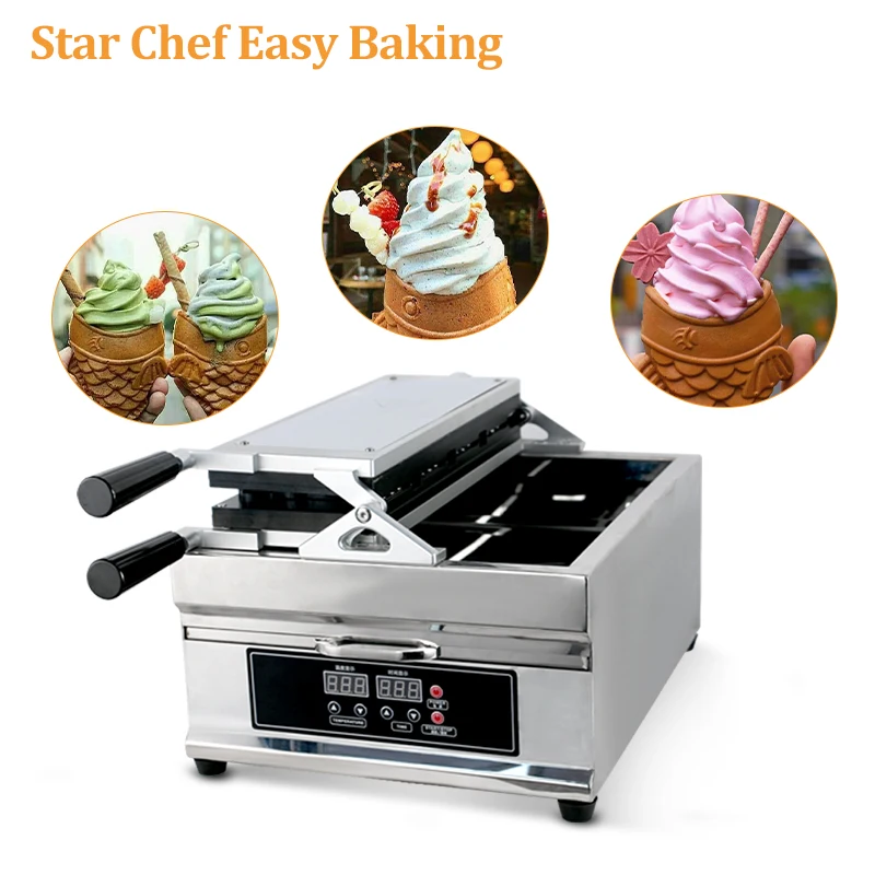 Digital Control Taiyaki Waffle Maker Manjoo Cake Automatic Magikarp Open Mouth Taiyaki Maker Machine with handle