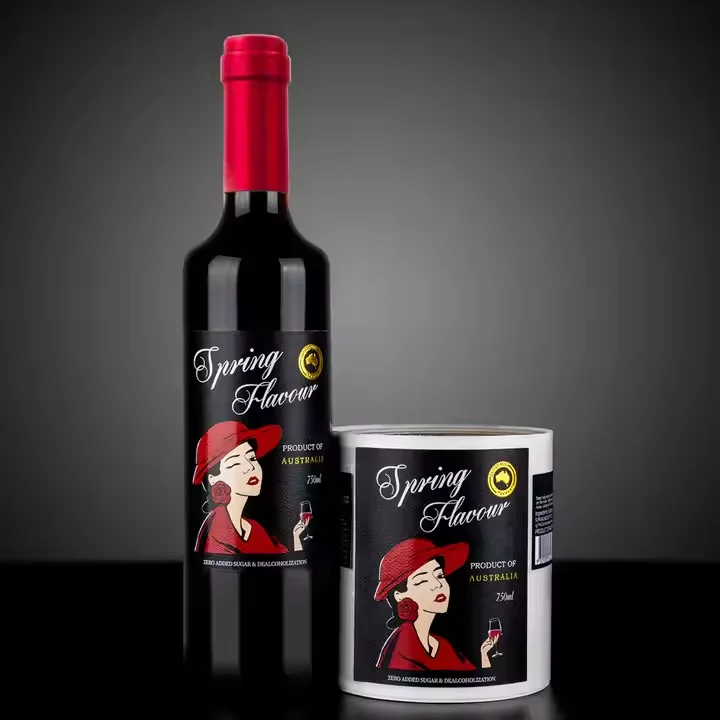 Custom High-Quality Textured Paper Labels with Gold Foil Embossing and UV Finish for Wine Bottle Packaging.