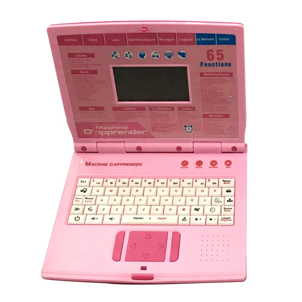 Early Educational English and French Intelligent Kids Laptop Learning Machine Toy With 65 Activities Functions