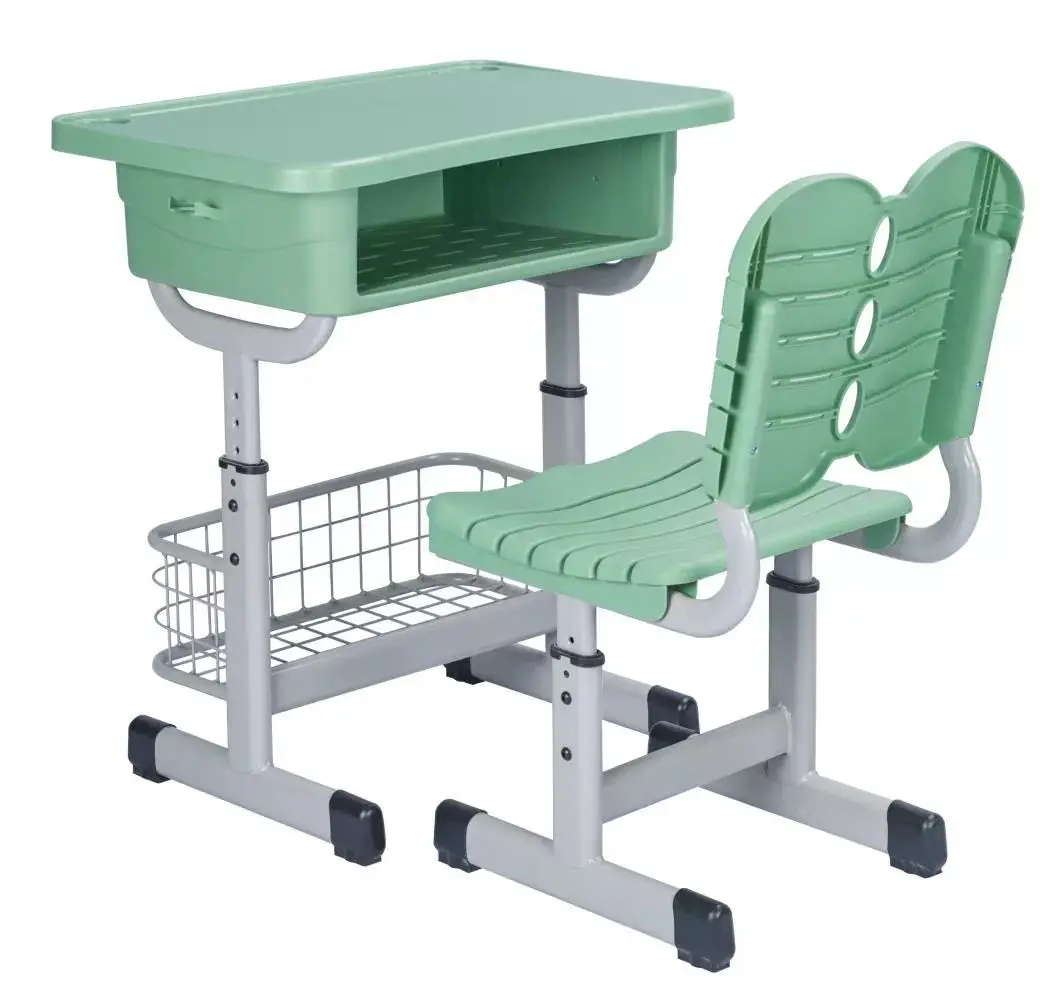 Adjustable Single School Furniture Essential Student Desk and Chair Set for Classrooms