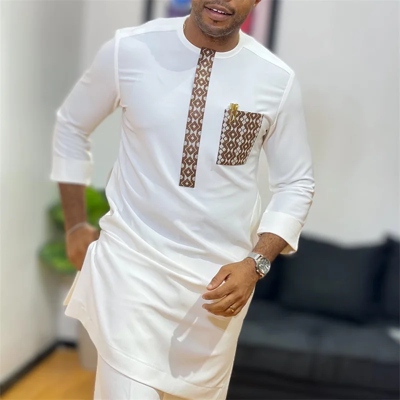 2024 Kukai Arab Muslim Islamic Clothing African shirt and pants 2 piece Set for Men Dress Used In Traditional Festivals