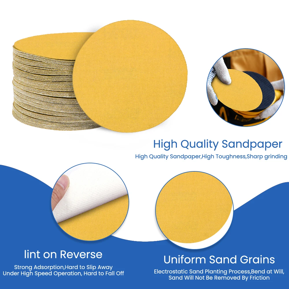 5 Inch Sand Disc Hook and Loop Sand Discs 40-2000# Random Orbital Sand Paper Disc for Automotive Woodworking Polishing