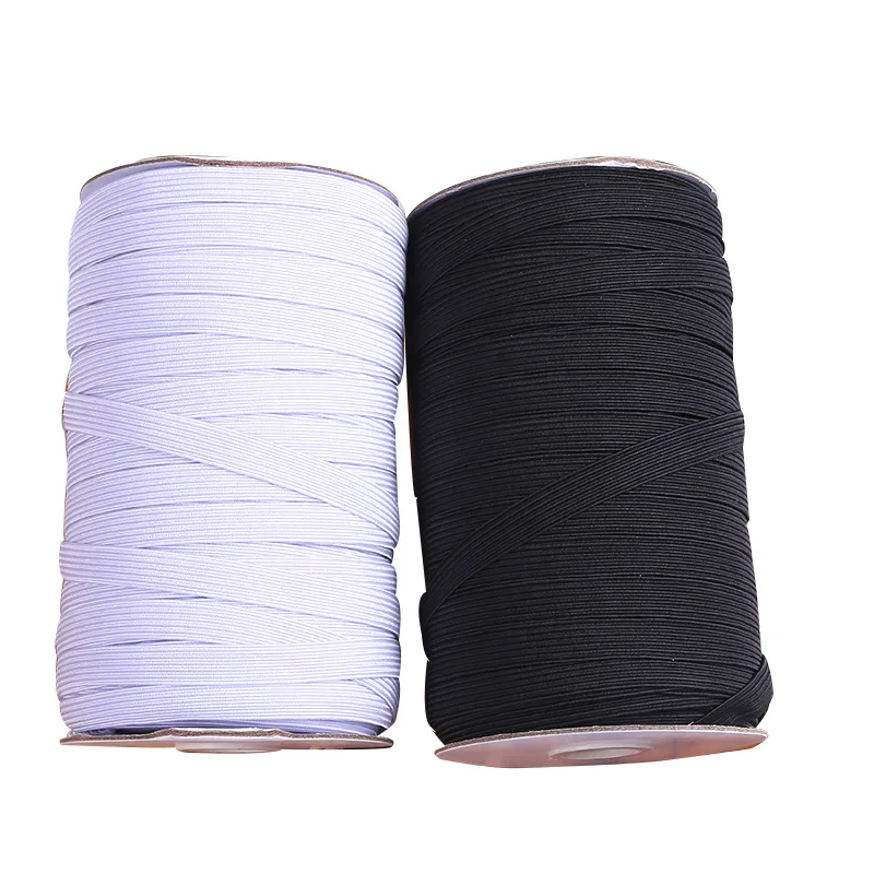 Flat Black And White Knitted Rubber Braided Binding Elastic Band