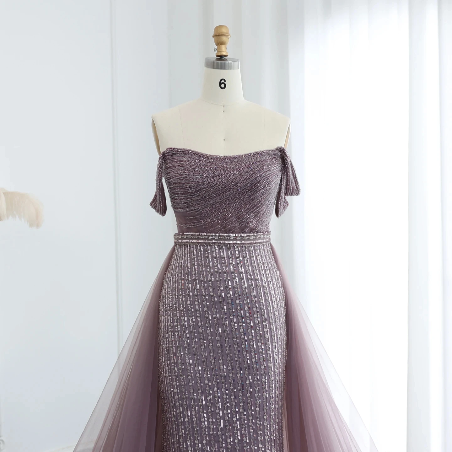 Jancember SZ137 New Arrivals Purple Mermaid Lace Illusal Sequined Fashion Elegant Evening Dresses For Women