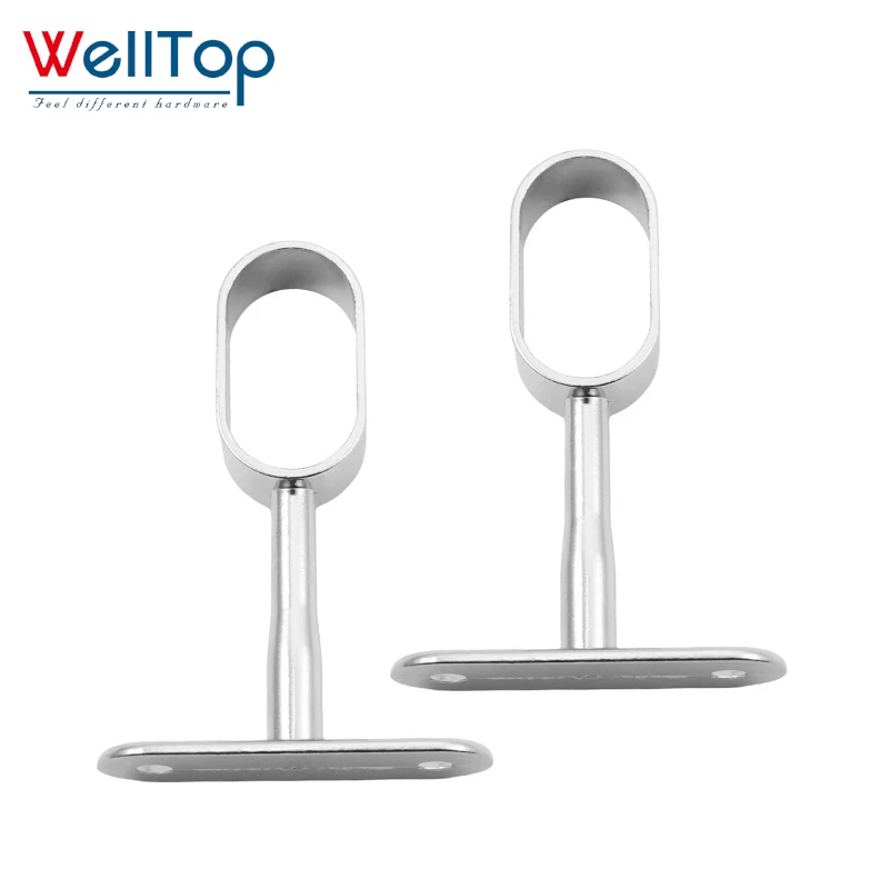 china wholesale Furniture hardware Zinc Alloy Oval Closet Rod End Supports Wardrobe Flange Bracket Holder
