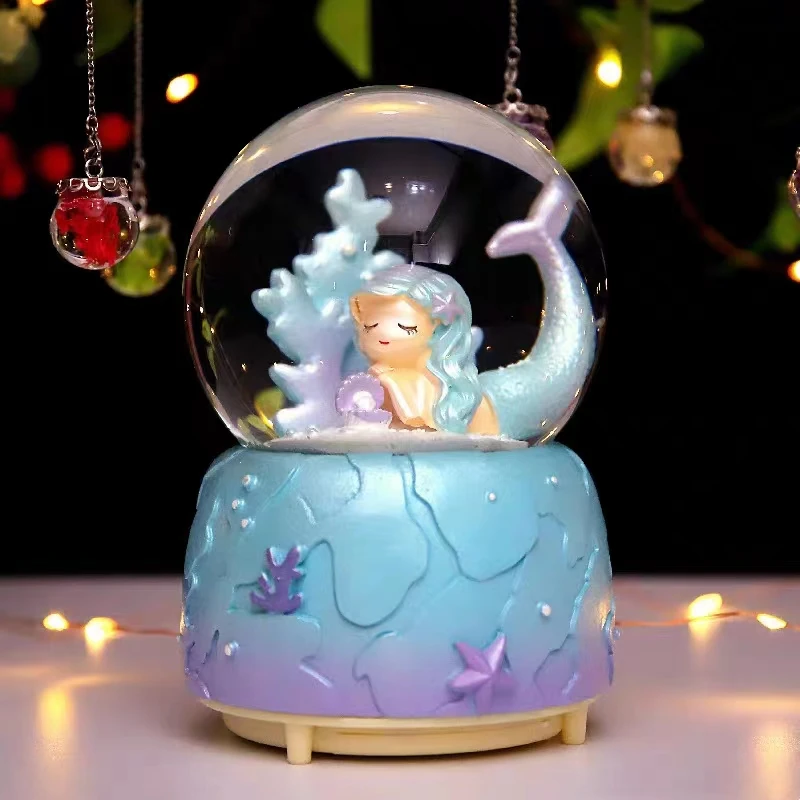 Custom 80 mm interior is swirling snow Snow Globe LED Light Water Ball With Floating Inside