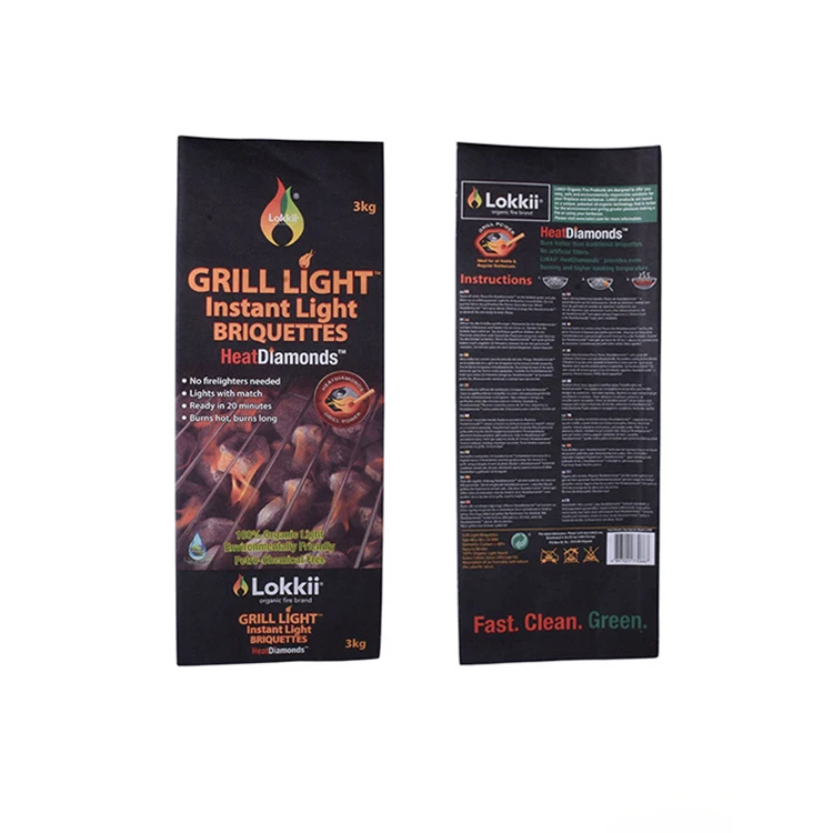 Flat Bottom 3 Layer Kraft Paper Wood Charcoal Bag Multilayer Kraft Paper Coal Bag Charcoal Kraft Paper Bag For Briquette