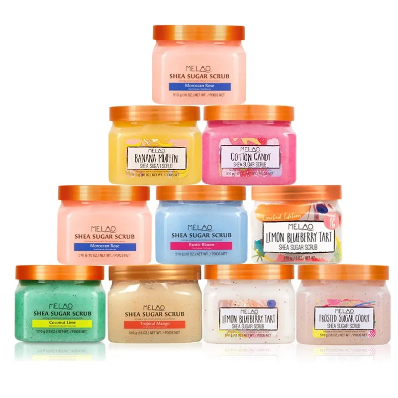 Private label sherbet Vegan natural bodyscrub vendor skin care exfoliating whitening organic Fruit shea sugar body scrub