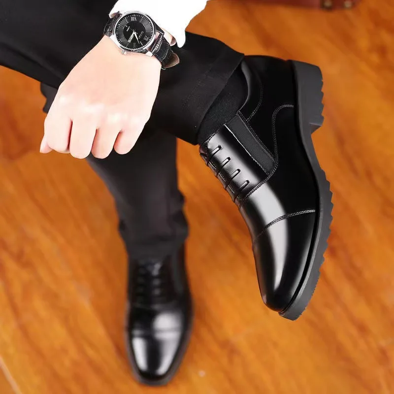 Big size  leather dress shoes for men trendy mens office shoes breathable casual men dress shoes