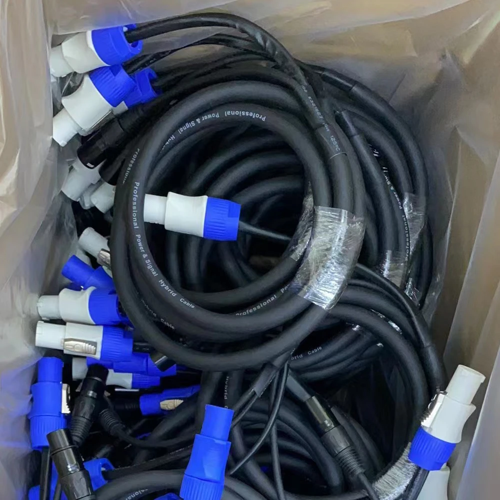Custom 6FT Powercon Plus 14 AWG Audio 3 Pin Dmx Combi Combo Hybrid Cable for Powered Speakers