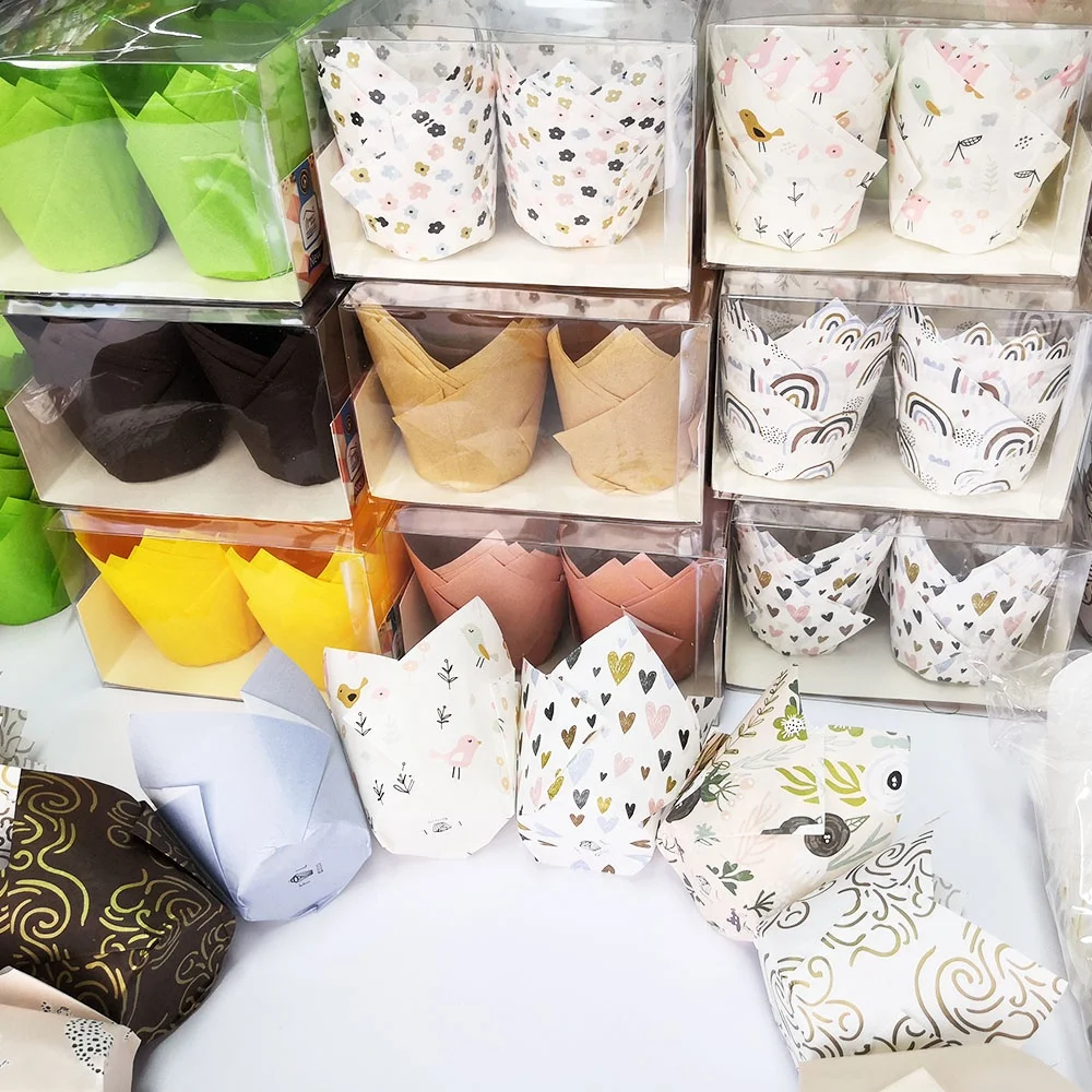Bakest tulip muffin baking cups paper liners wrapper case cake paper baking cupcake