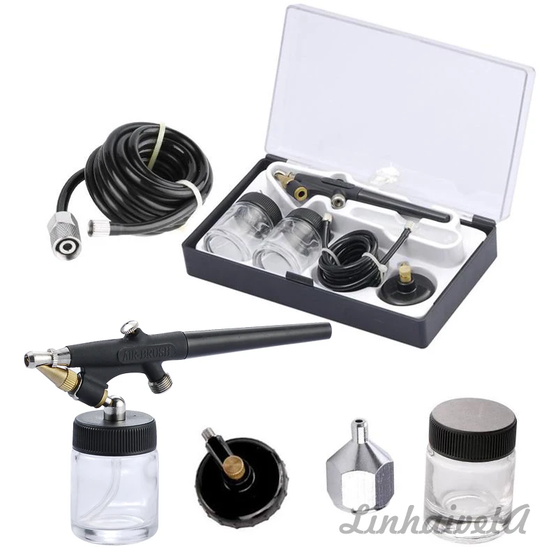 
LinhaivetA Single action hobby airbrush kit mini spray gun air brush set 