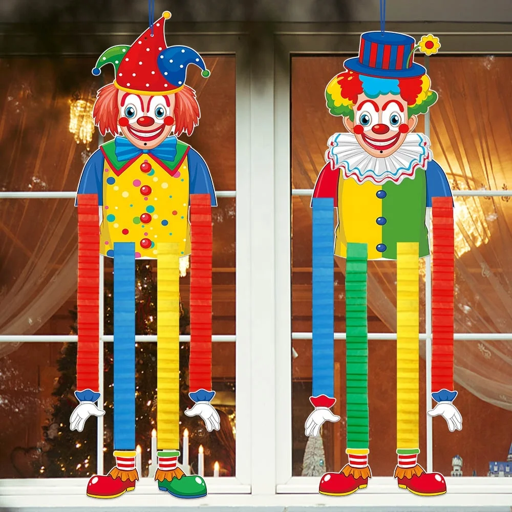 Clown Carnival Hanging Decorations Cute Funny Hanging Clown for Circus Wall Decor Circus Carnival Birthday Party Supplies