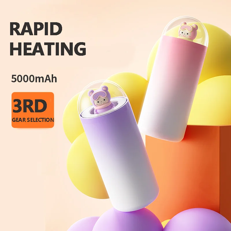 2023 New design hot selling mini hand warmer with warm light ,5000Mah charging battery Mobile power  45/55/65 degrees