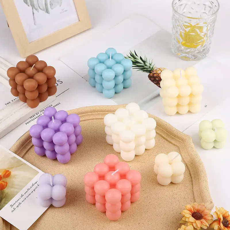 TS 2023 Ins Home Decor Round Magic 3D Cube Stock Aromatherapy Soy Wax Fragrance Scented Candles
