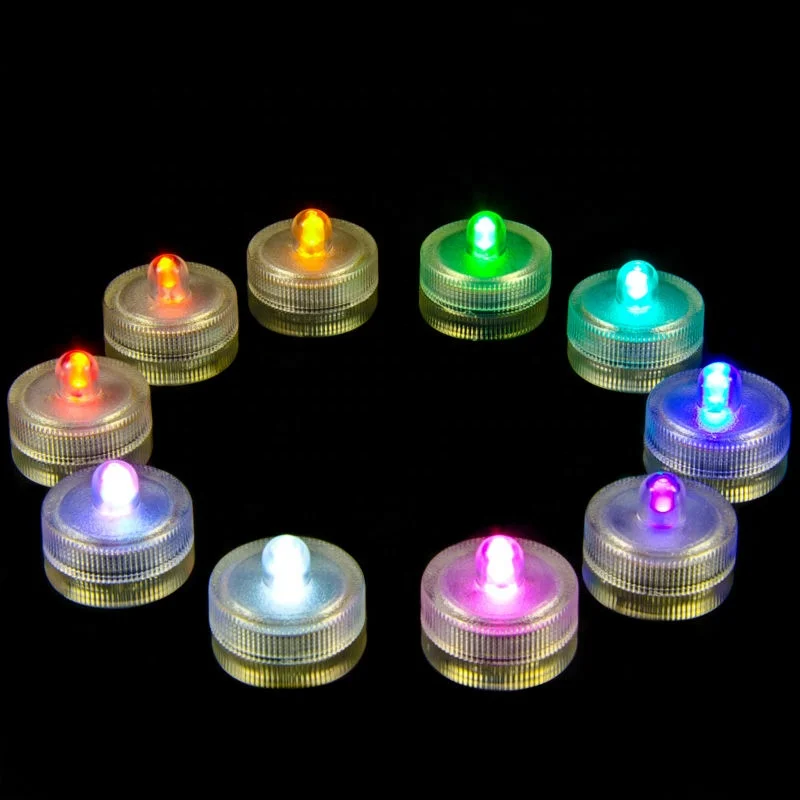 Wedding Centerpiece Floral Arrangements Vase Lighting CR2032 Batteries Powered Submersible Mini LED Tea Lights Waterproof Design