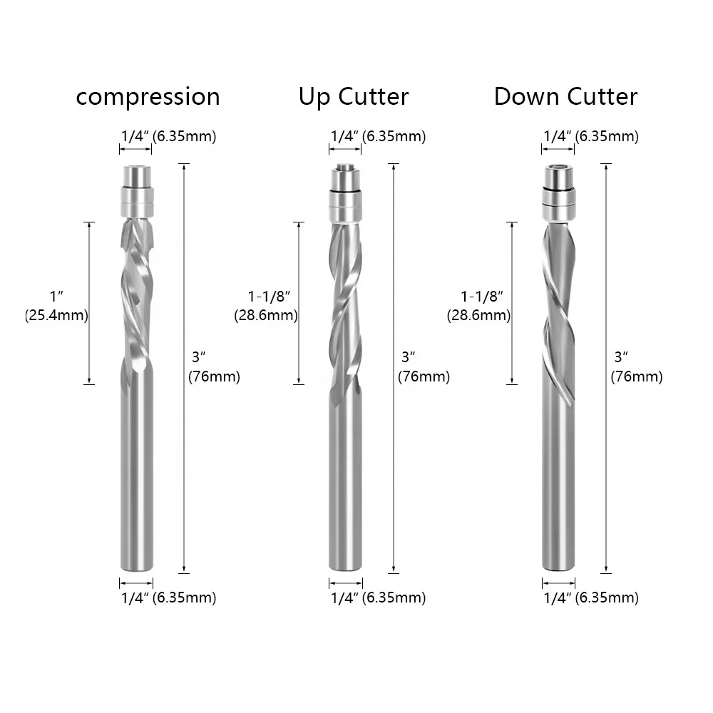 WEIX Hot Selling 1/2 1/4 Milling Cutter CNC Router Bit Flush Trim Bit with Bearing