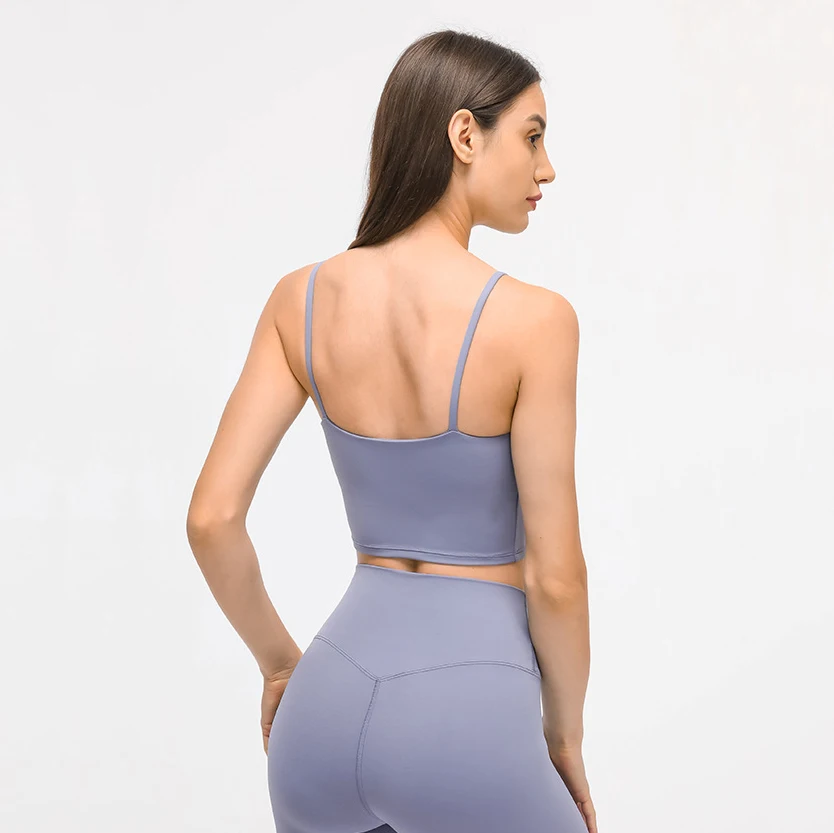 Women Crop Top Yoga Bra Padded Sleeveless Tshirt Strappy Gym Top