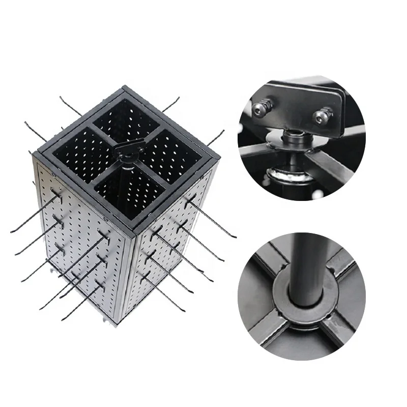 Customized Metal Hook Rack Display Stand Rotating Four Sides Tabletop Display Rack for Jewelry, Glasses, Small Accessory