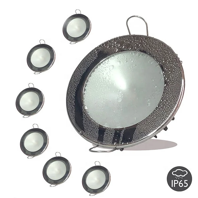 Geuine Vehicle RV Recessed Ceiling Light LED Panel Light DC 2800K 10-30V 7W Stainless Steel Super Warm White