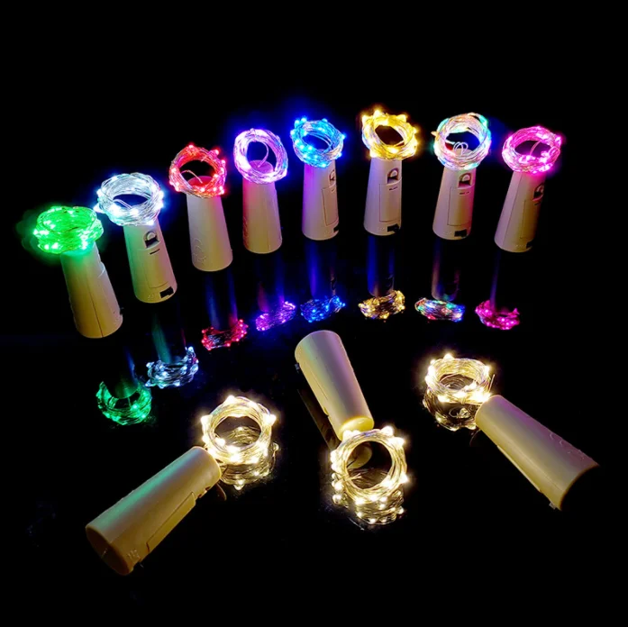 20 Leds 2m Wine Bottle Cork Shaped Battery Operated Micro Copper Wire Led Fairy String Lights For Holiday Christmas Decoration