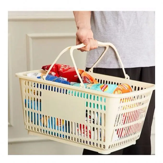 Excellent quality multicolor plastic vegetable and fruit supermarket hand basket for shopping