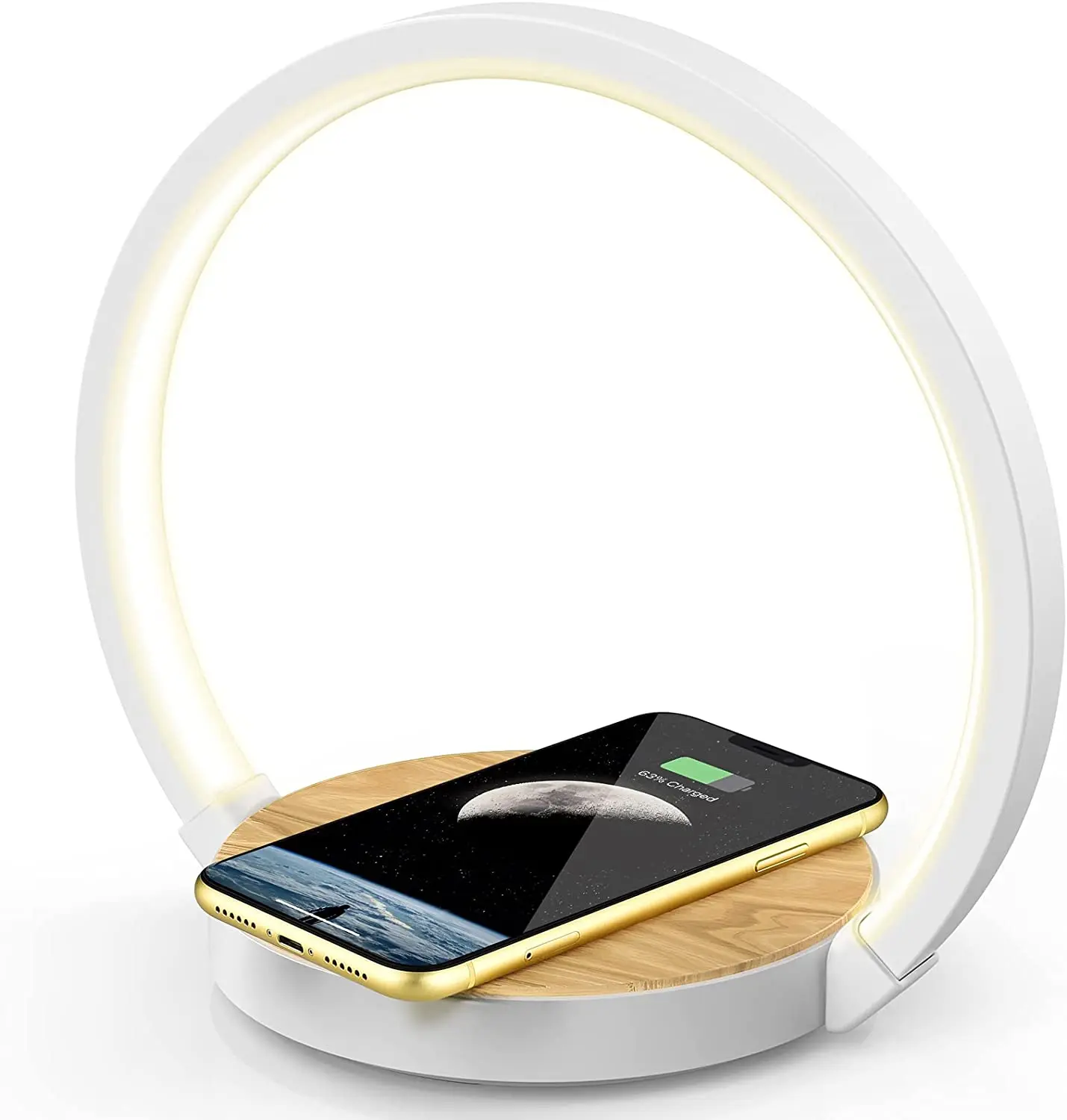 Прикроватная лампа с быстрой зарядкой для мобильного телефона портативная бамбуковая Светодиодная настольная лампа с затемнением для телефона прикроватная лампа с беспроводным зарядным устройством