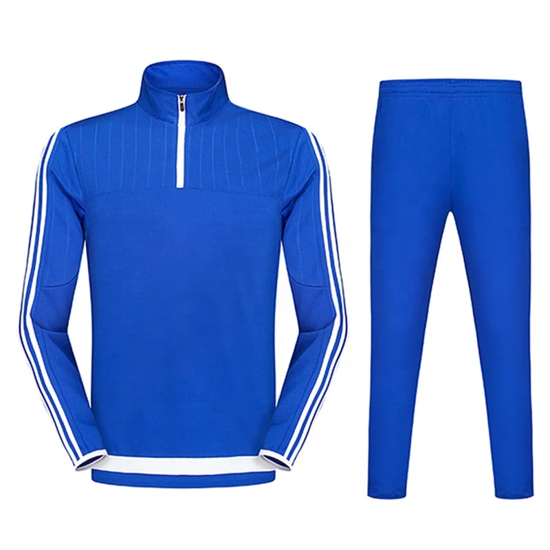 Оптовая продажа, Мужские Простые тренировочные футбольные костюмы из полиэстера на заказ, дизайнерский спортивный костюм с полумолнией