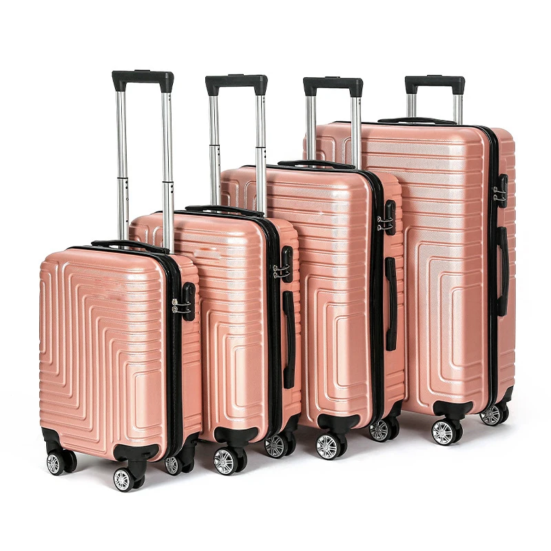 Customized 4pcs sets ABS pull rod suitcase travel box set, Travel Trolley Luggage 4 Wheels,4pcs Travel Luggage Set Cheap Abs