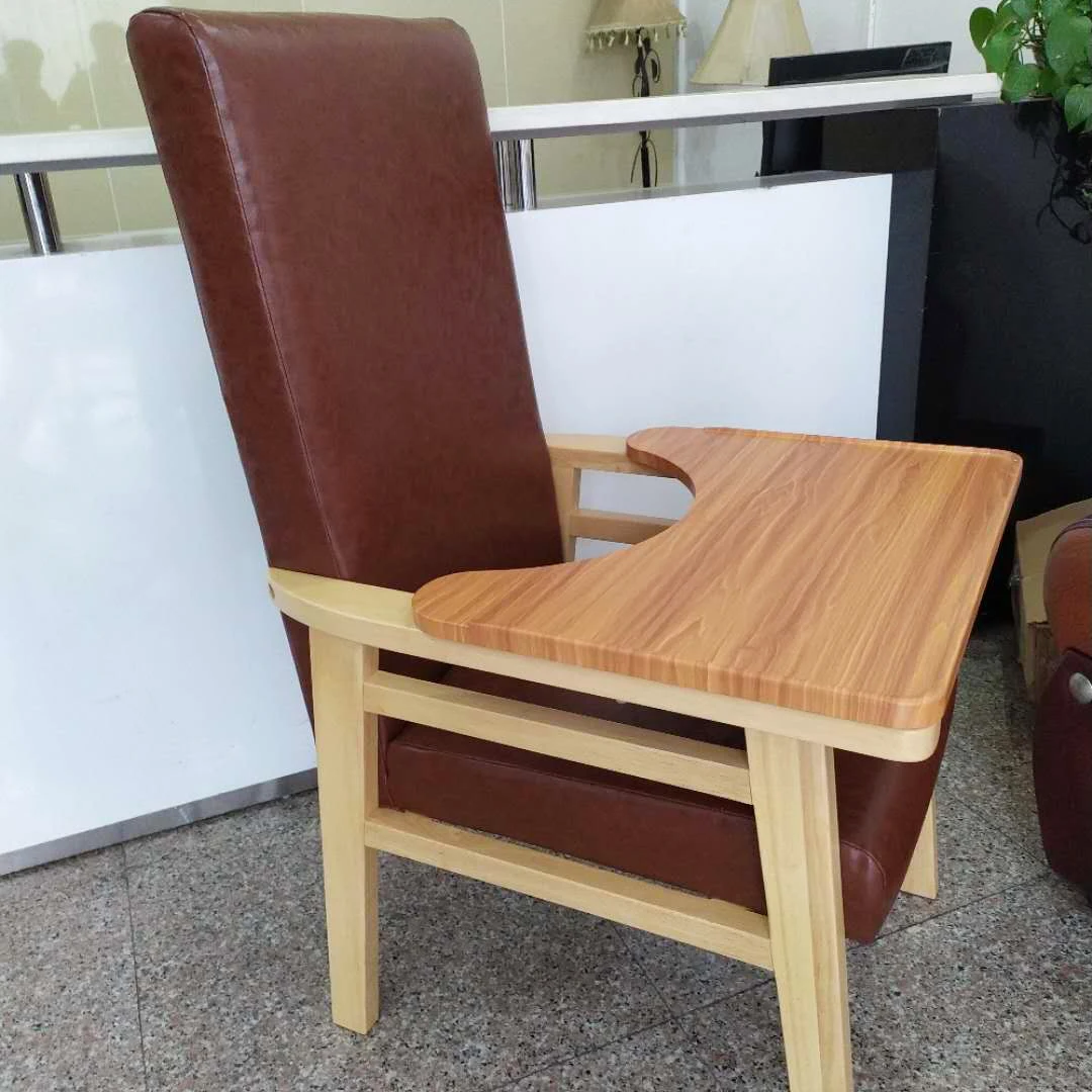 
Convenient Feeding Solid Wood High Back Dining High Chair With Tray 4 foot with brake wheel For The aged In Nursing Home 