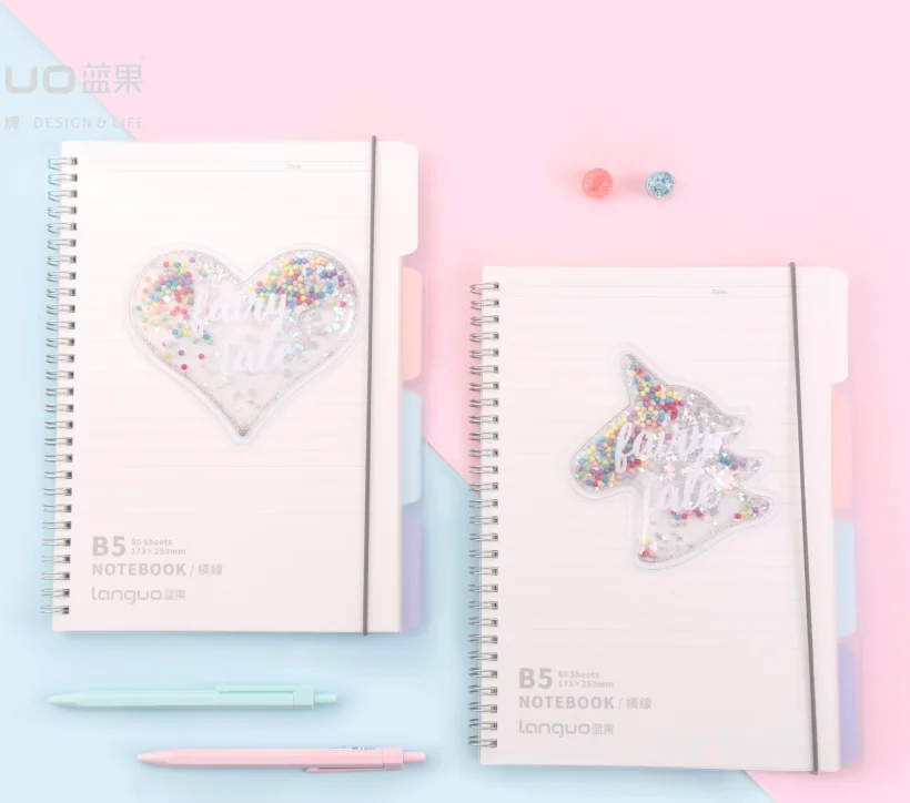 PVC Cover Inner Horizontal Line B5 Unicorn Spiral Notebook For Children writing stationery